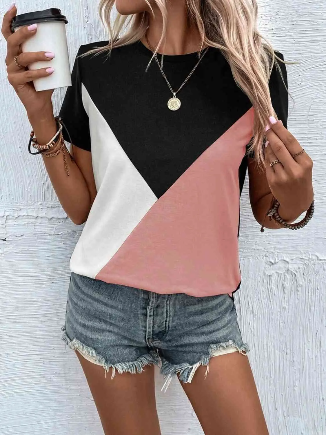 Trendy Color Block Blouse