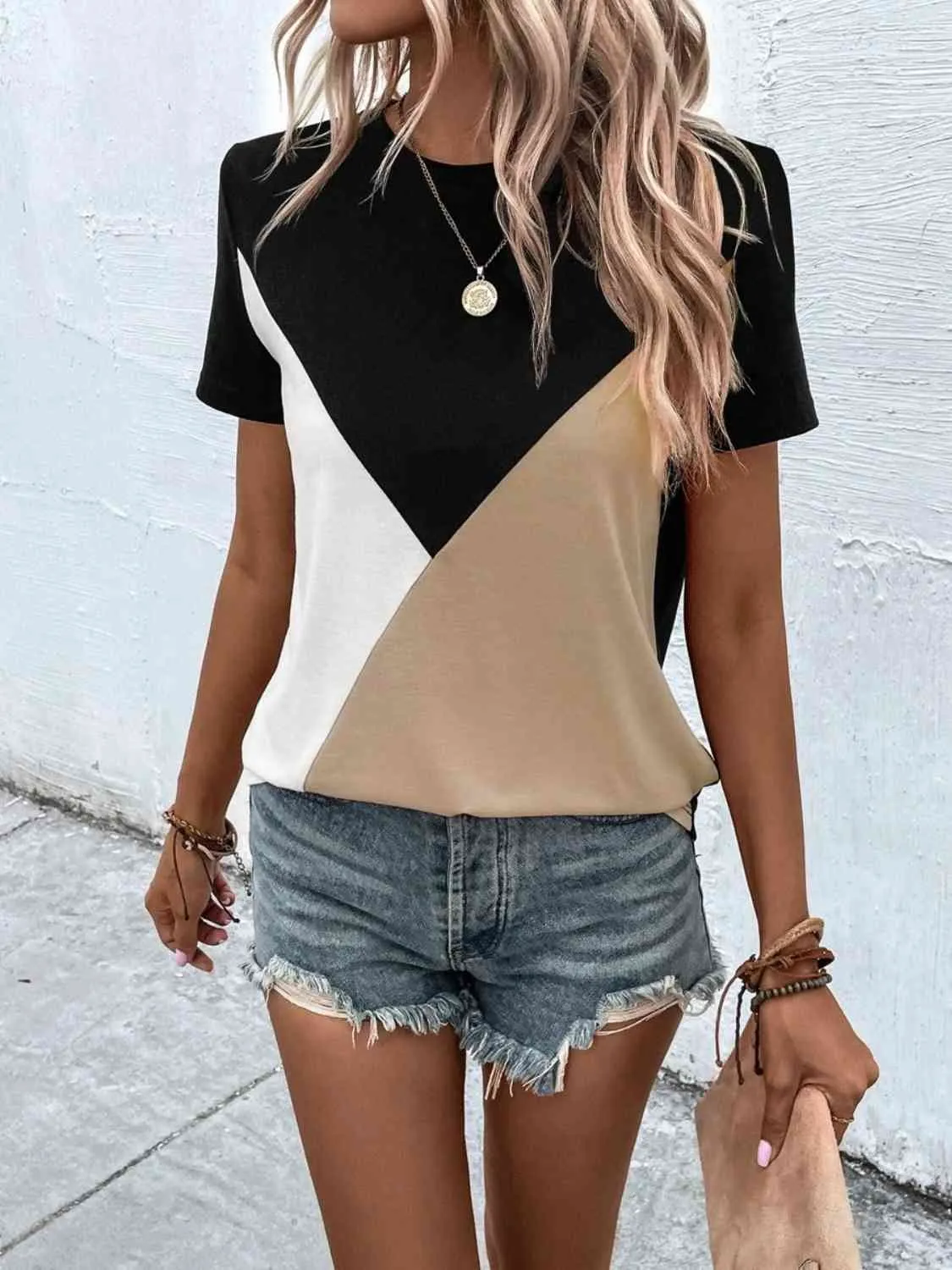 Trendy Color Block Blouse