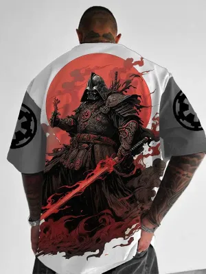 Trendy Samurai Print Short Sleeve Shirt