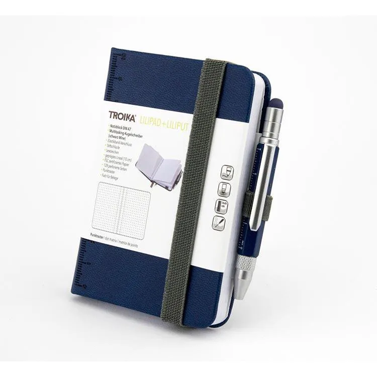 TROIKA Notepad DIN A7 with Multitasking Ballpoint Pen LILIPAD LILIPUT Blue
