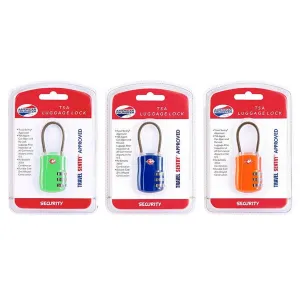 TSA-Approved Luggage Locks - 4 Digit Combination Steel Padlocks - Ideal for Suitcases & Baggage - Blue, Orange, Green