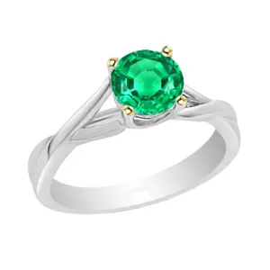 Unique Design Green Emerald Ring Solitaire
