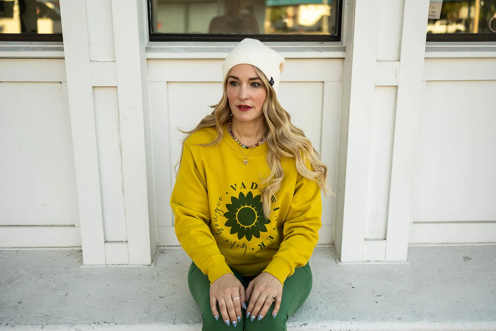 vada winter boho bougie crewneck sweatshirt