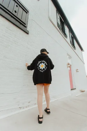 vada winter daisy boho bougie zip up hooded sweatshirt