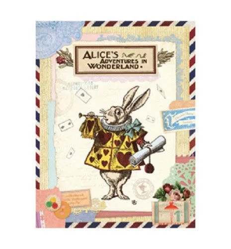 Vintage Collage Stitch Line Note (L) - Alice In Wonderland