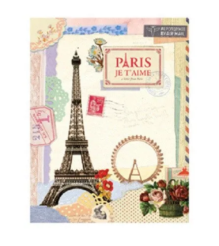 Vintage Collage Stitch Line Note (L) - Paris