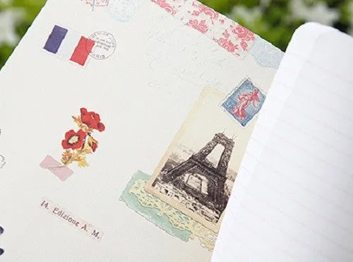 Vintage Collage Stitch Line Note (L) - Paris