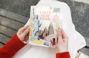 Vintage Collage Stitch Line Note (M) -New York