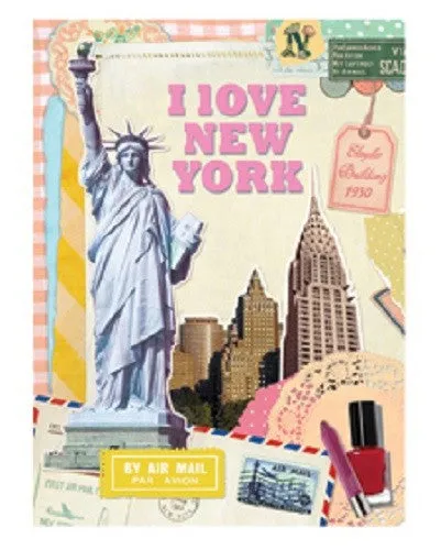 Vintage Collage Stitch Line Note (M) -New York