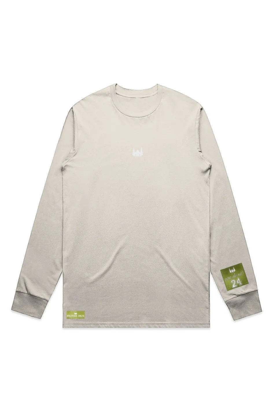 WOLFPACK UNLTD "STATEMENT" LIGHTWEIGHT TEE L/S EMBROIDERED LOGO | ECRU BEIGE