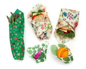 Z Wraps 5-Pack Reusable Food Wrap - Leafy/Bees/Strawberry